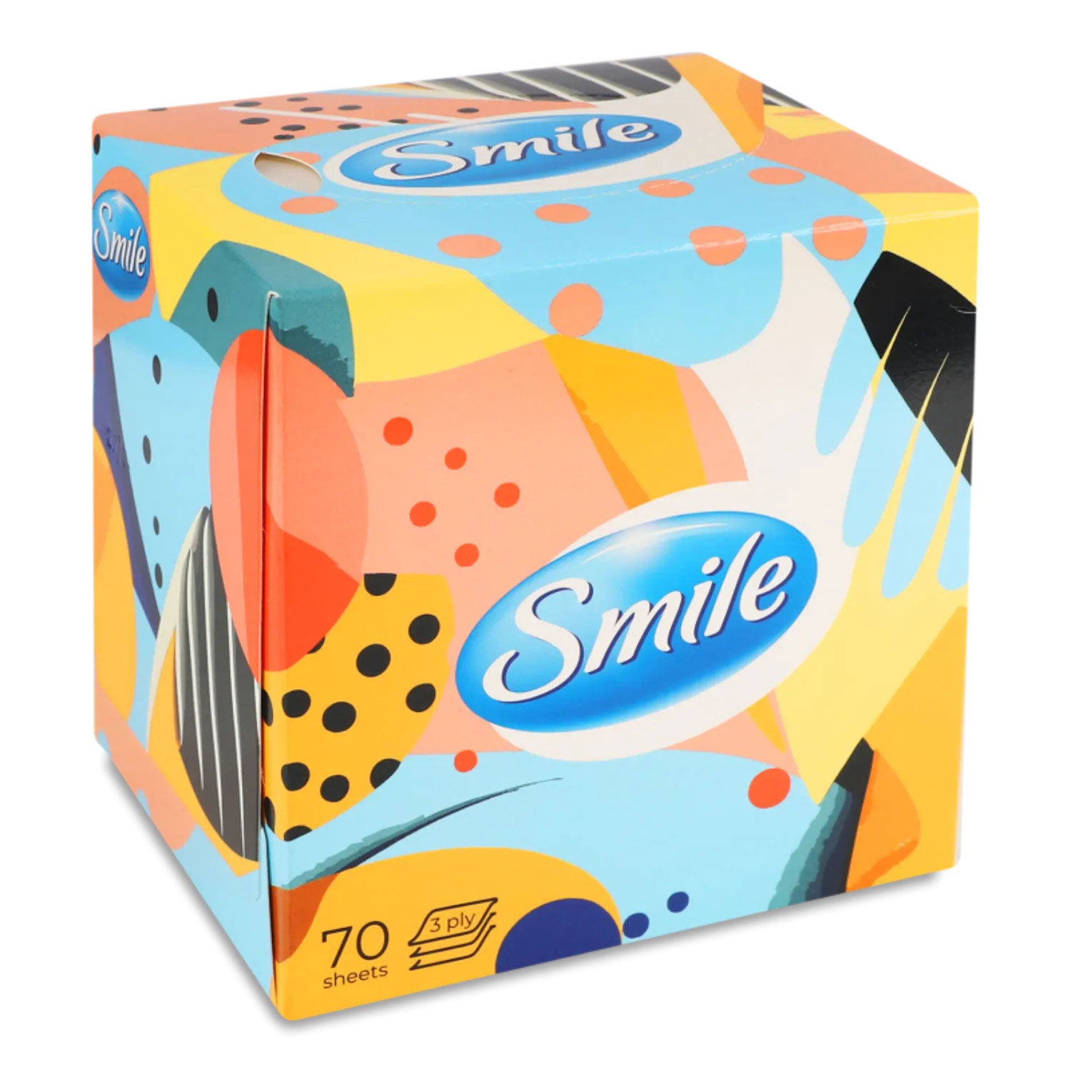 Салфетки косметические 3-х сл., 70шт./уп. в кубе Smile - фото 1