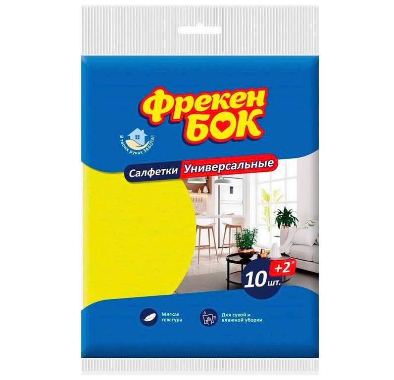 Серветка віскозні універсальні, 30*38см., 10+2шт/уп. Фрекен Бок — фото 1