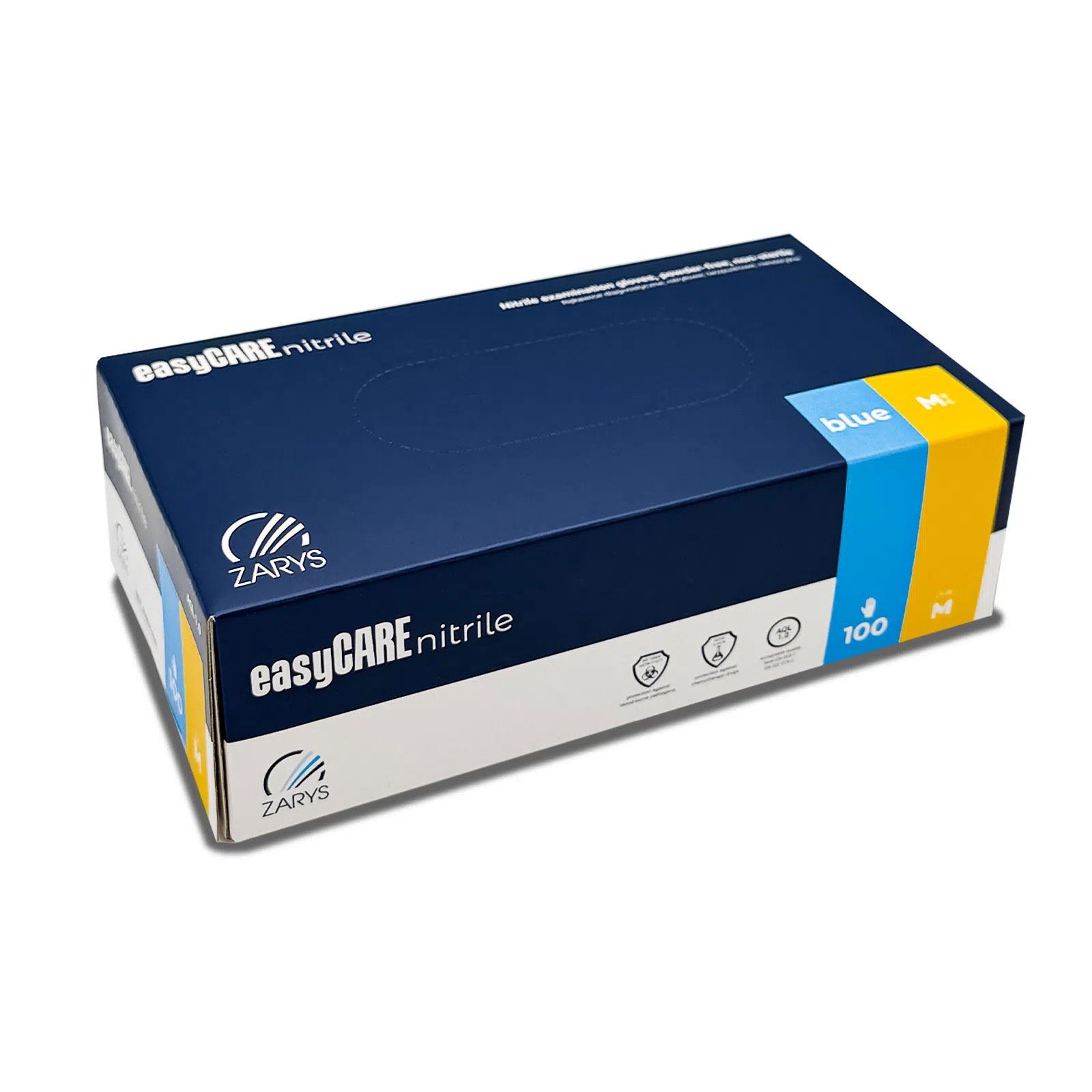 Рукавички нітрилові без пудри easyCARE nitrile (3.5г), розм. M, 100шт./уп., блакит. ZARYS — фото 1