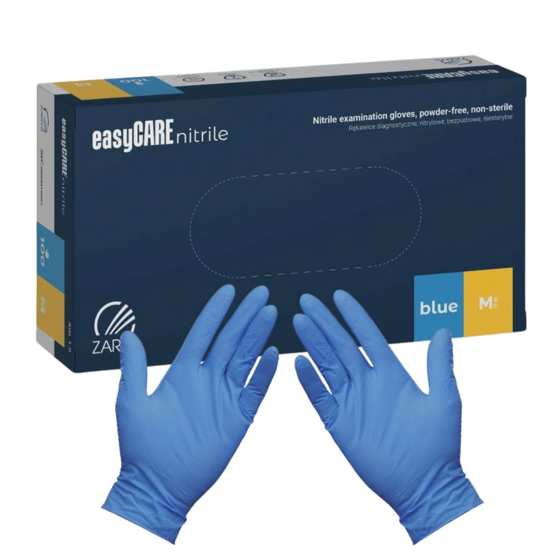 Рукавички нітрилові без пудри easyCARE nitrile (3.5г), розм. M, 100шт./уп., блакит. ZARYS — фото 2