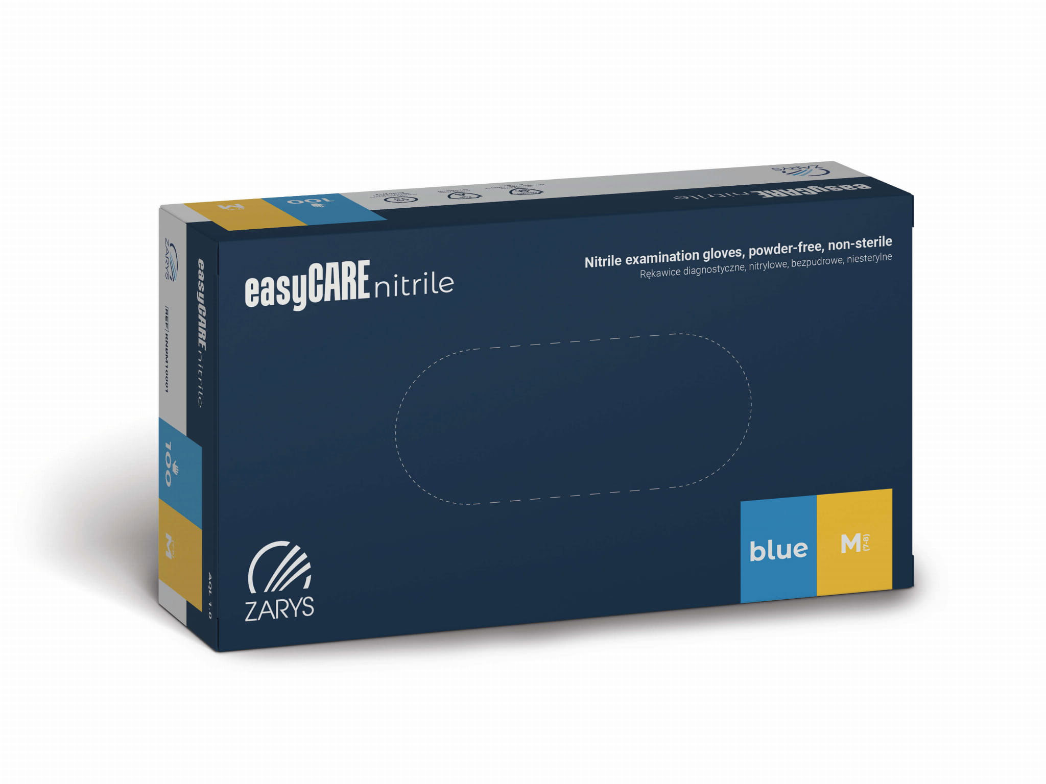 Рукавички нітрилові без пудри easyCARE nitrile (3.5г), розм. M, 100шт./уп., блакит. ZARYS — фото 3