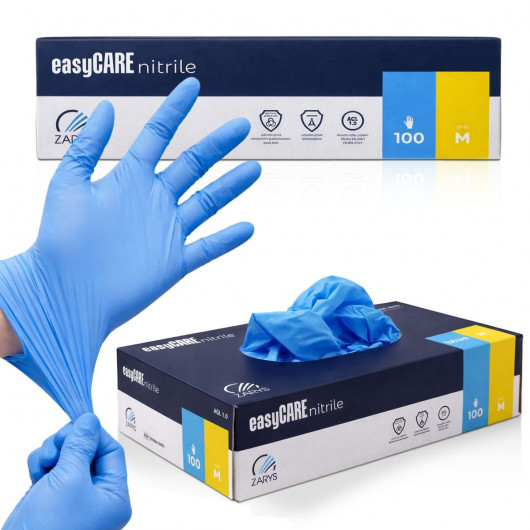 Рукавички нітрилові без пудри easyCARE nitrile (3.5г), розм. M, 100шт./уп., блакит. ZARYS — фото 4