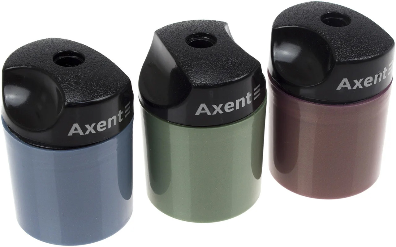 Точилка з контейнером, пластикова, 1 отвор, асорті Axent — фото 4