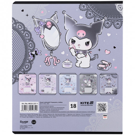 Тетрадь 18 лист., лин., фольга + УФ лак, Hello Kitty-1 (HK25-237-1) Kite - фото 13