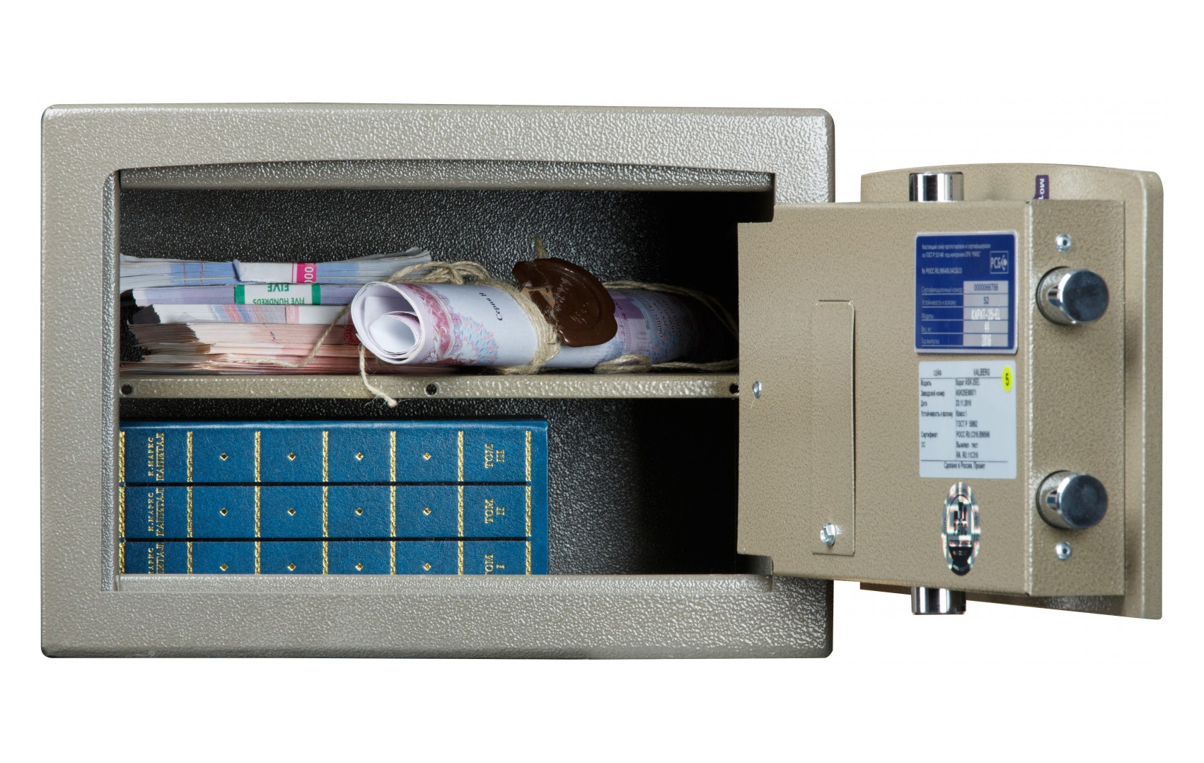 Сейф взломостойкий (250*360*310мм.) электронный кодовый замок, 1 полка, 1 класс, ASК-25 EL, коричн. Valberg - фото 4