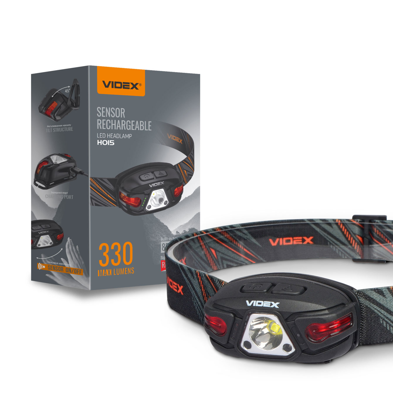 Фонарь светодиодный налобный VIDEX VLF-H015, 330Lm., 5000K., встроенный аккумулятор VIDEX - фото 2